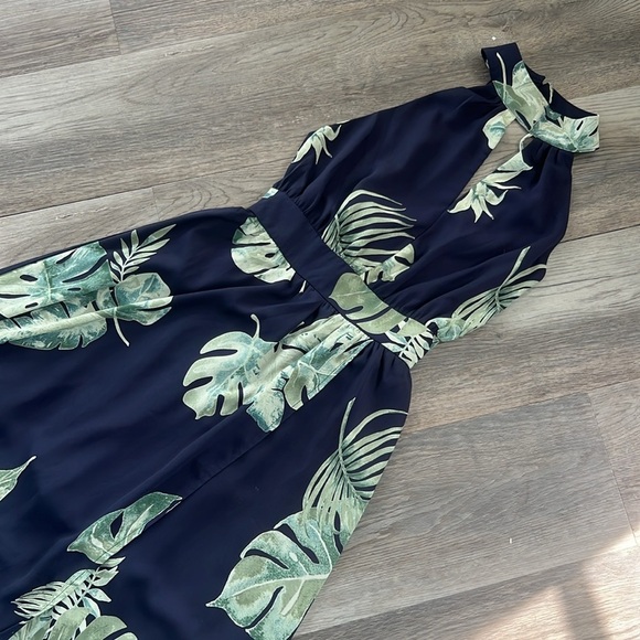 Fab’rik Size Small Palm Maxi with Faux Attached Wrap and open Sexy Back Tie - Picture 5 of 17